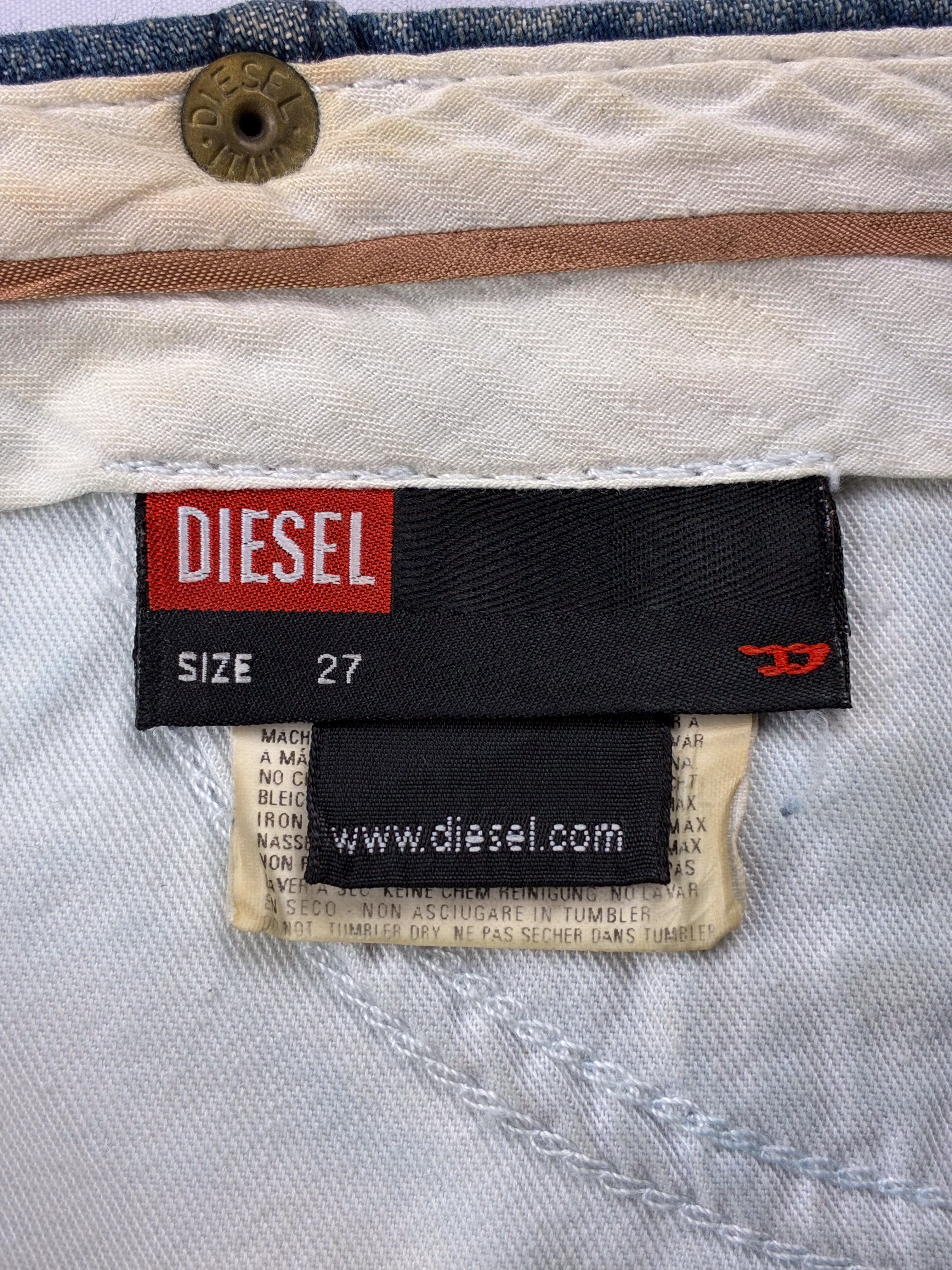 Diesel 2000s Beaded Floral Embroidery Denim Mini Skirt - XS/S