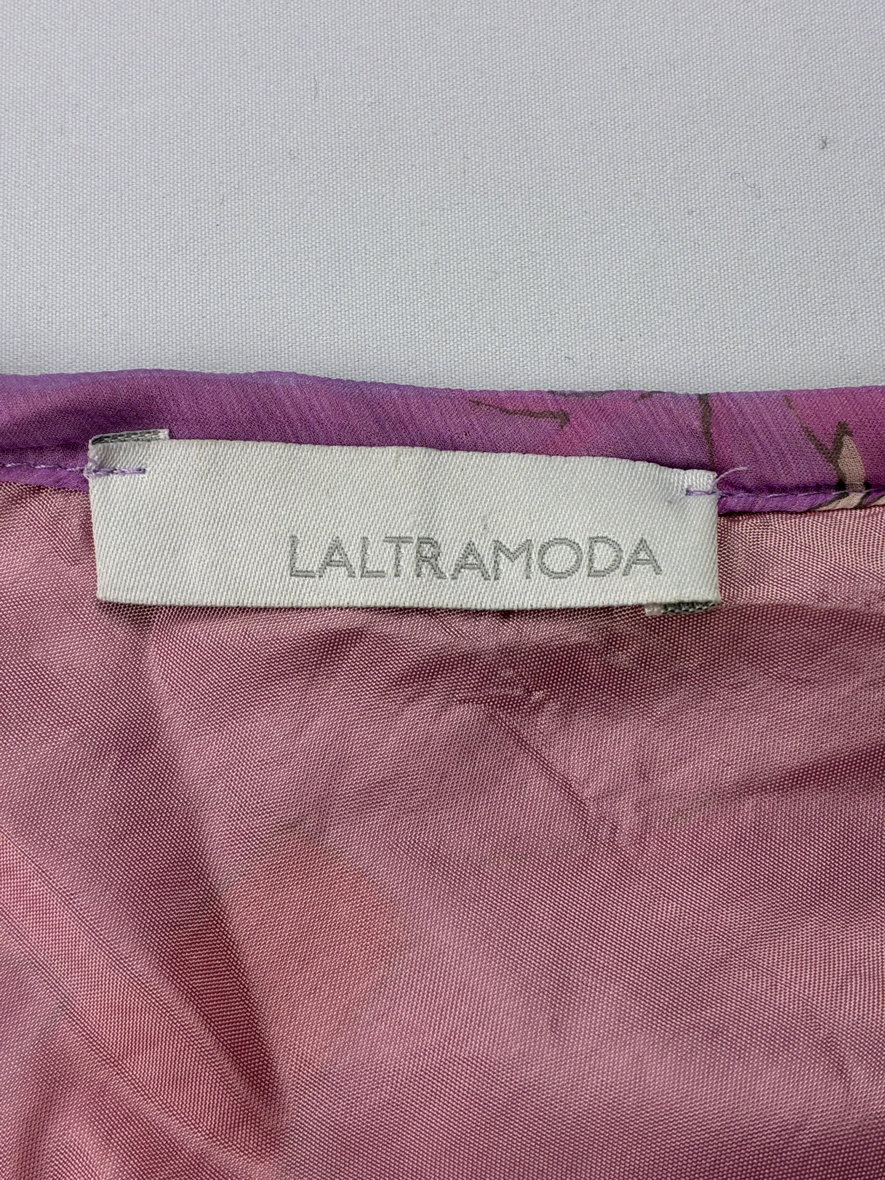 Laltramoda 2000s Pink Floral Crinkle Chiffon Ruffle Mini Skirt - S