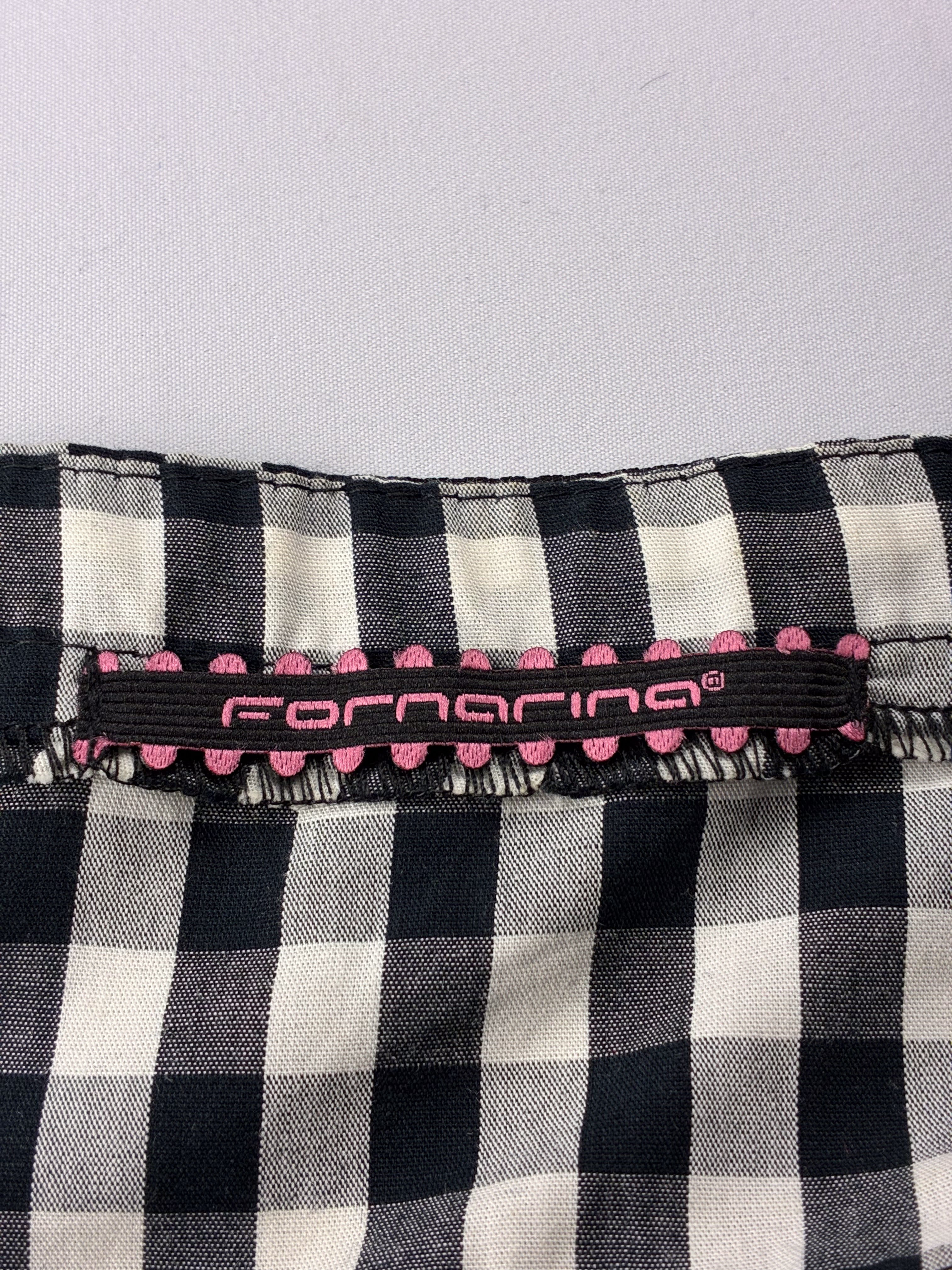 Fornarina 2000s Black Gingham Corset Top and Bubble Skirt Set - XS/S
