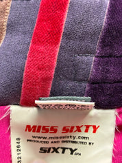 Miss Sixty 2000s Multicolor Velvet Striped Wrap Mini Skirt - S/M