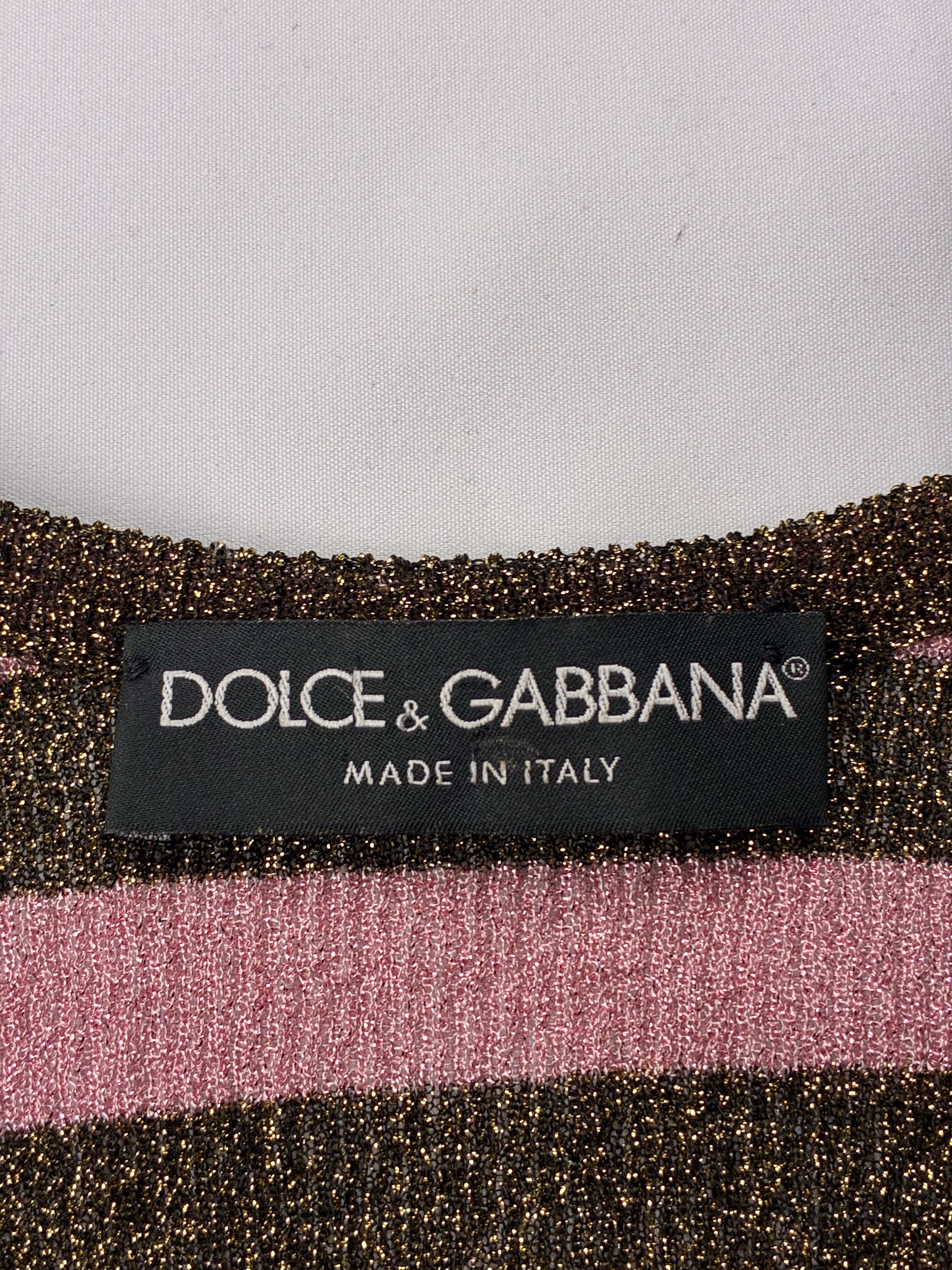 Dolce & Gabbana FW 2000 Purple Metallic Striped Tank and Scarf Set - S/M