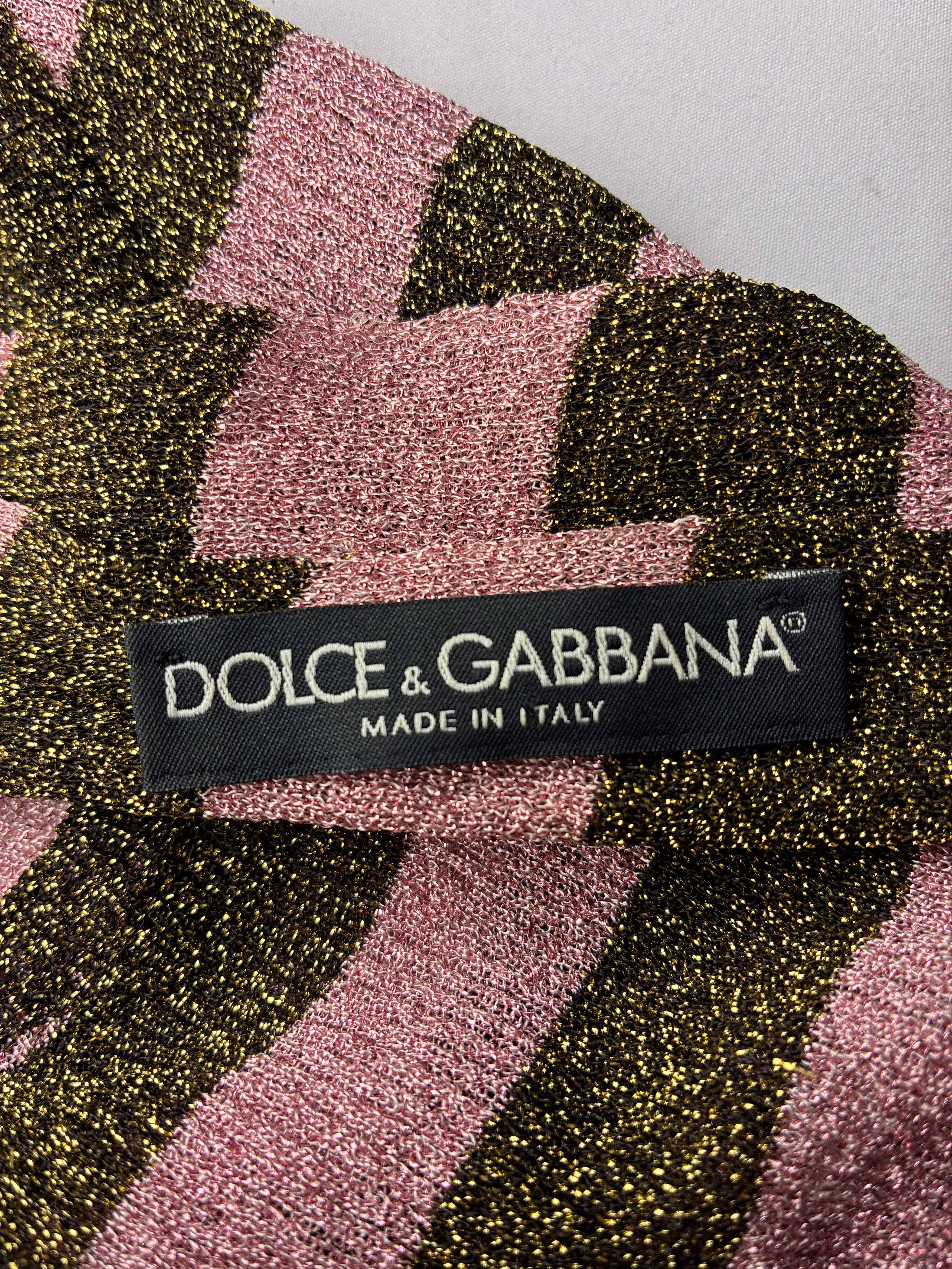 Dolce & Gabbana FW 2000 Purple Metallic Striped Tank and Scarf Set - S/M