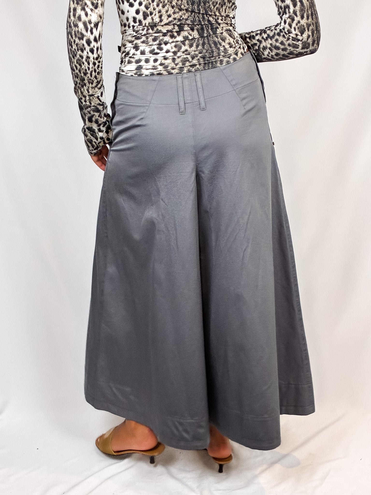 Sportmax 2000s Grey Pleated Wide-Leg Trousers - S