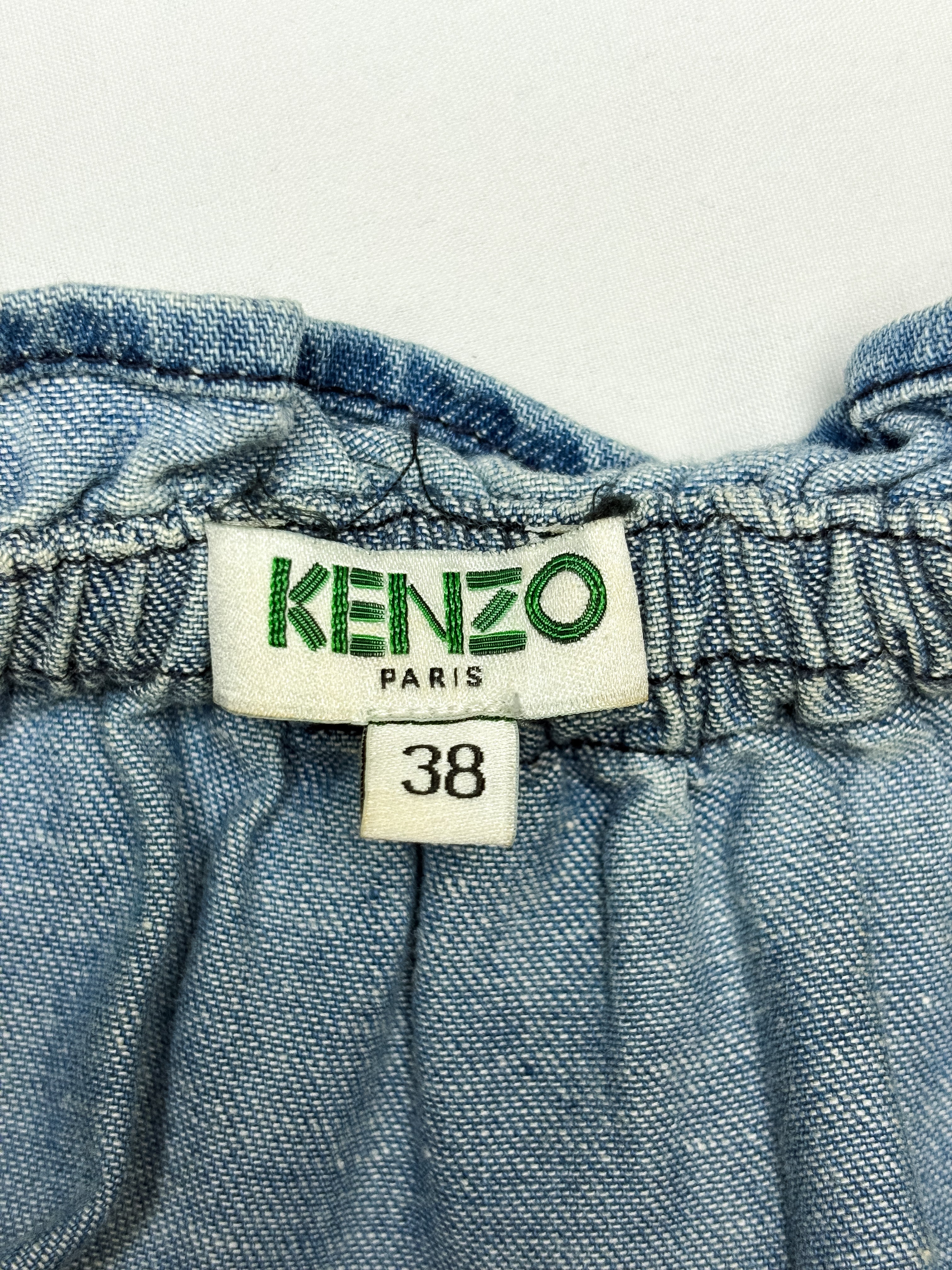Kenzo Paris 2010s "Hyper Renegade" Graphic Denim Midi Skirt - S/M