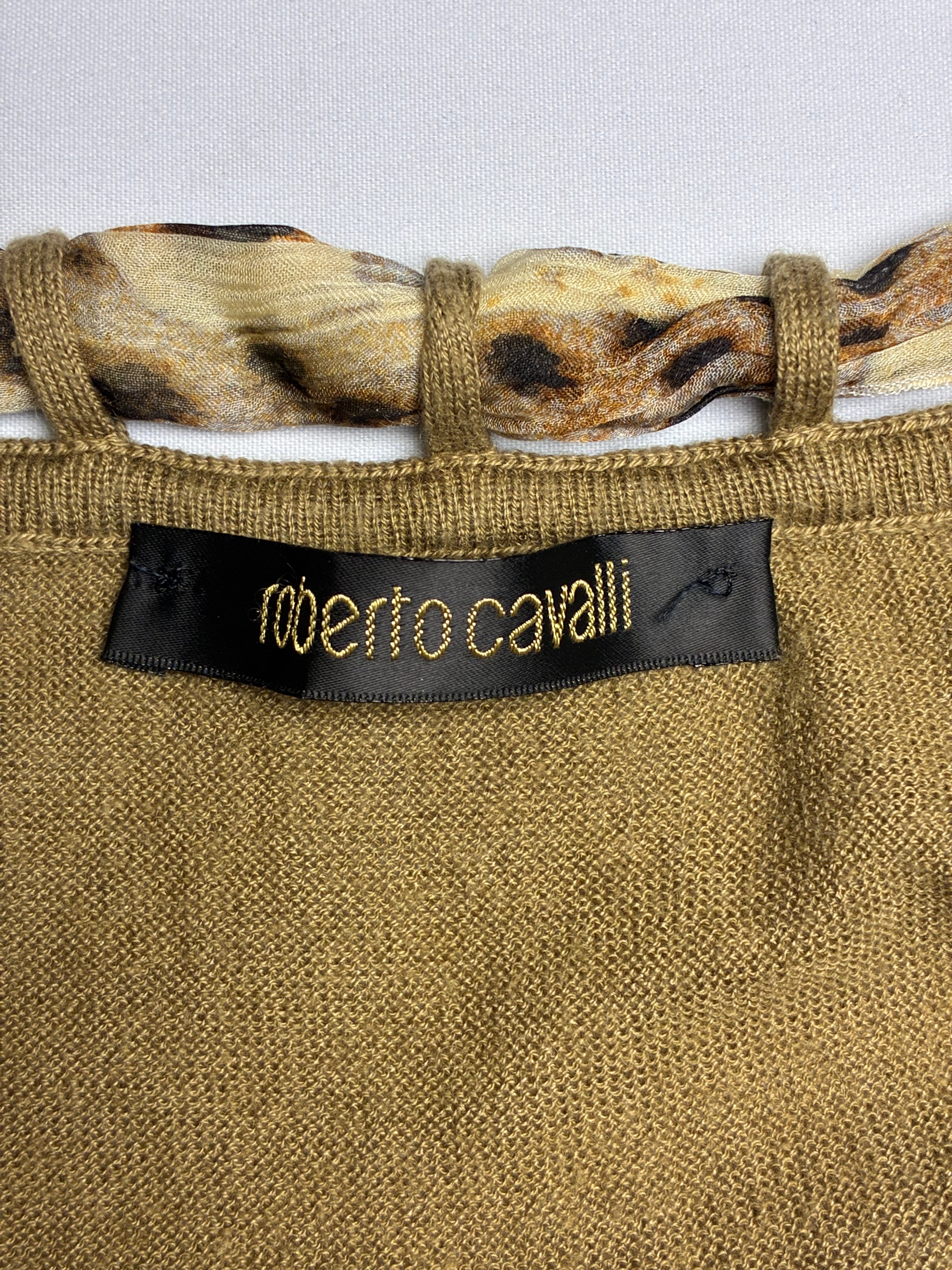 Roberto Cavalli 2000s Cheetah Print Silk Skirt and Silk Cashmere Tank Set - S/M