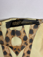 Roberto Cavalli 2000s Cheetah Print Silk Skirt and Silk Cashmere Tank Set - S/M