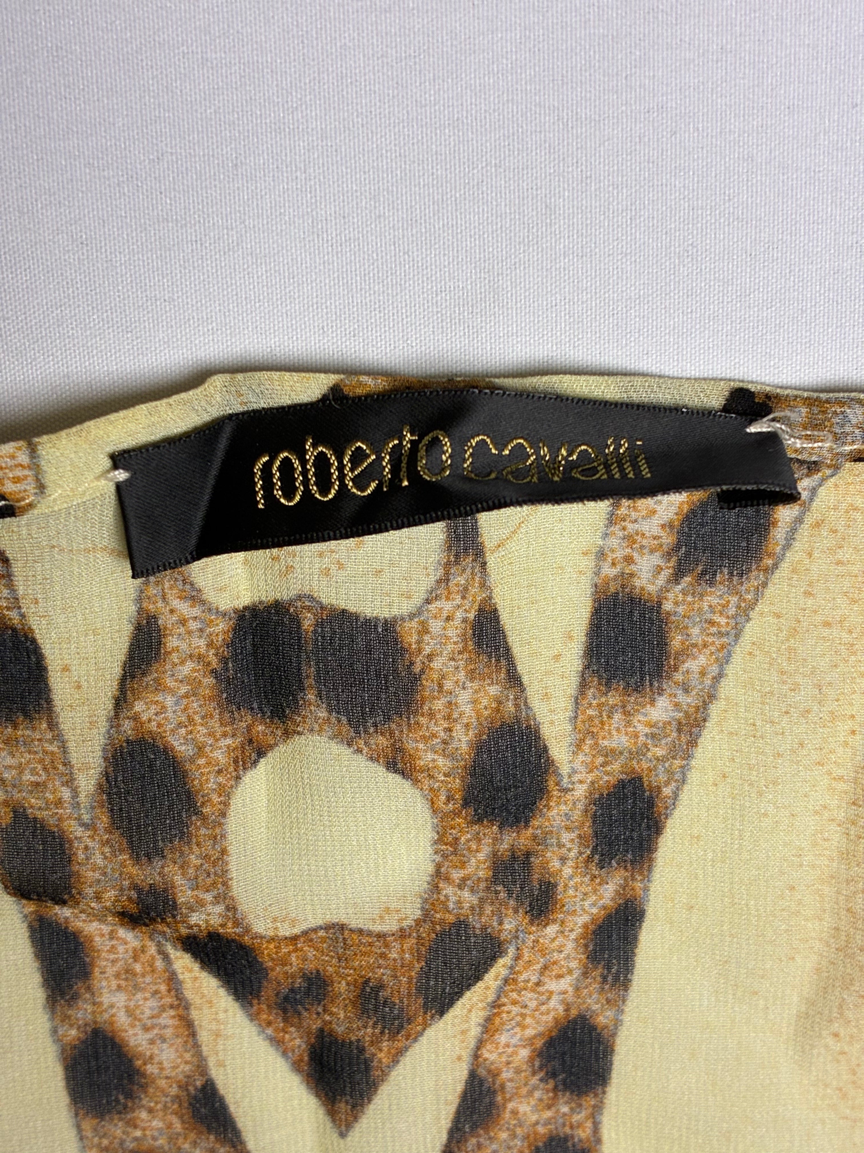 Roberto Cavalli 2000s Cheetah Print Silk Skirt and Silk Cashmere Tank Set - S/M