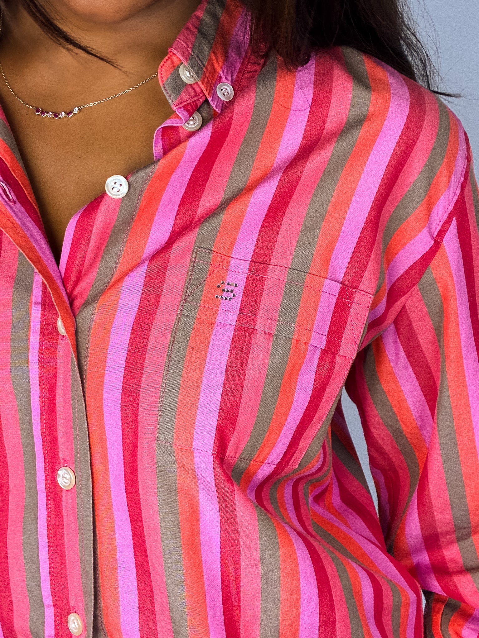 Sonia by Sonia Rykiel 2000s Pink Striped Button-Down Shirt - M
