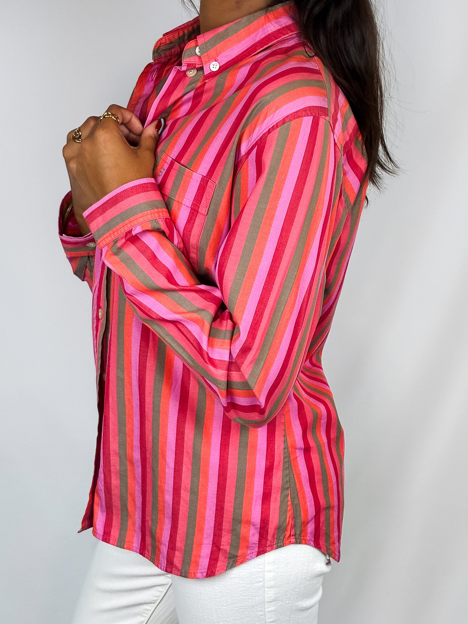 Sonia by Sonia Rykiel 2000s Pink Striped Button-Down Shirt - M