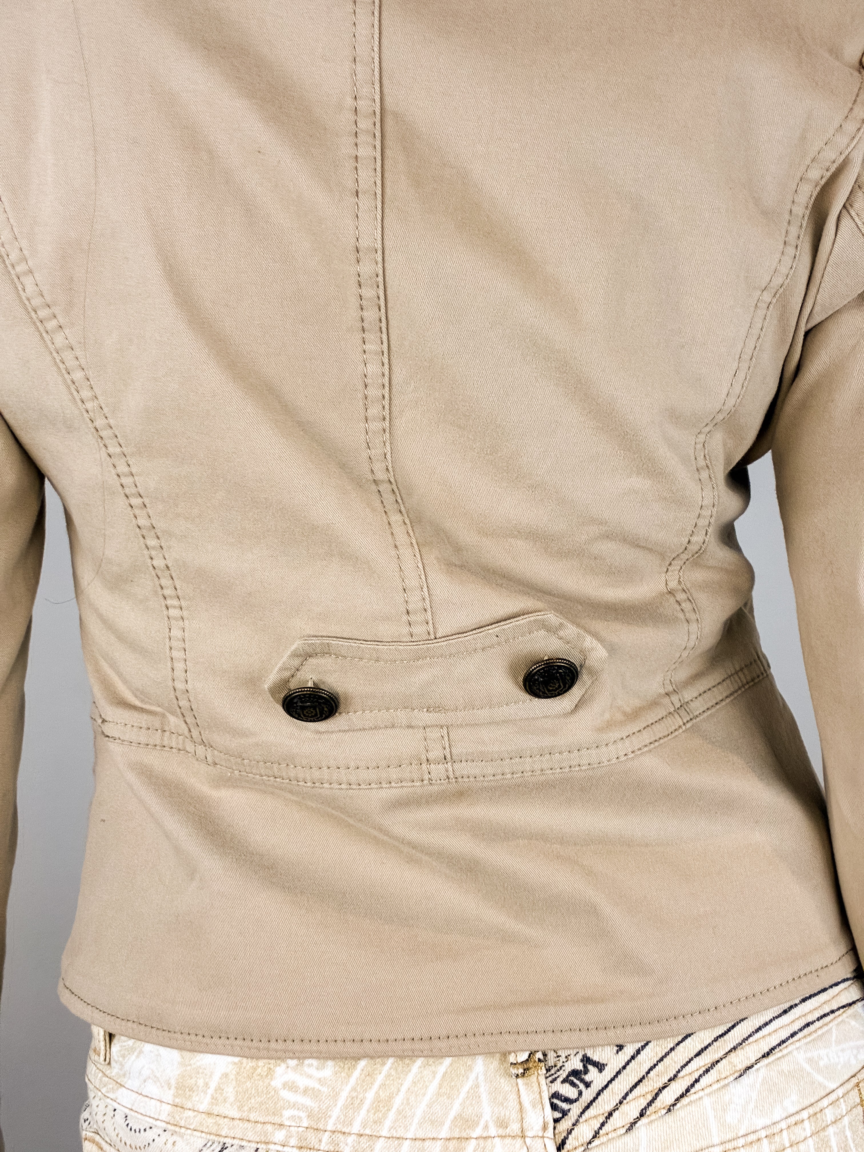 2000s Khaki Twill Military Cropped Jacket - S/M