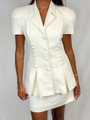 Alberto Makali 1990s Cream Double-Breasted Sculptural Skirt Suit - XS/S
