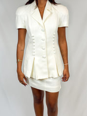 Alberto Makali 1990s Cream Double-Breasted Sculptural Skirt Suit - XS/S