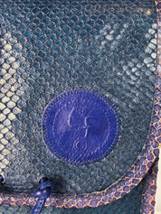 Carlos Falchi 1990s Blue Python "The Buffalo" Crossbody Bag
