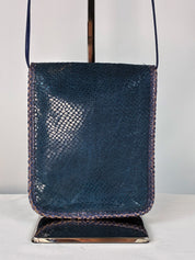 Carlos Falchi 1990s Blue Python "The Buffalo" Crossbody Bag