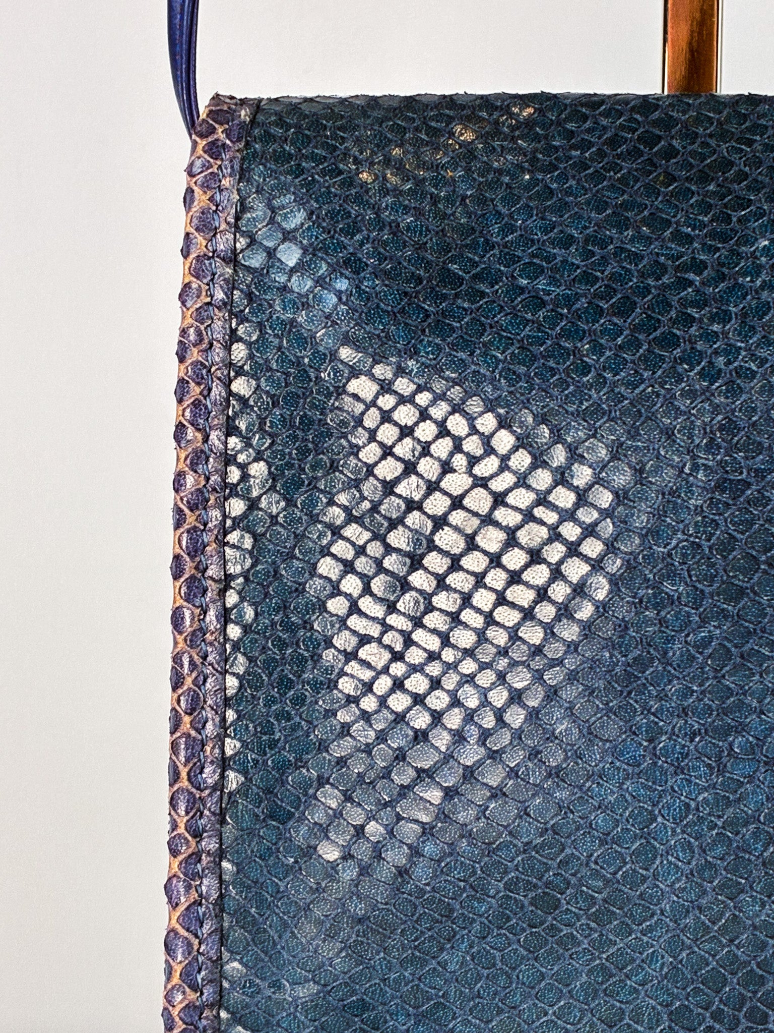 Carlos Falchi 1990s Blue Python "The Buffalo" Crossbody Bag