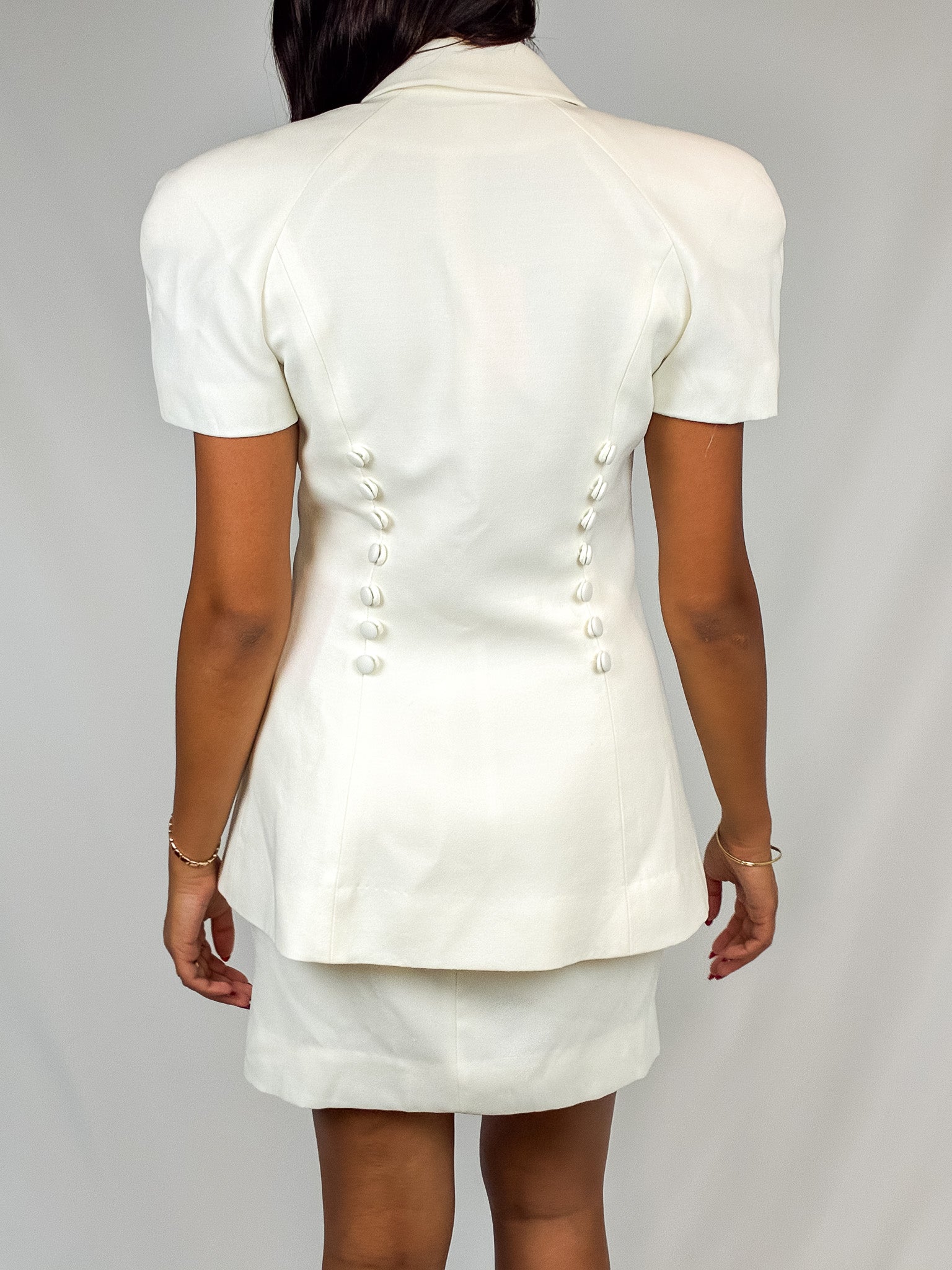 Alberto Makali 1990s Cream Double-Breasted Sculptural Skirt Suit - XS/S