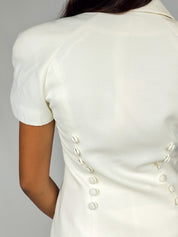 Alberto Makali 1990s Cream Double-Breasted Sculptural Skirt Suit - XS/S