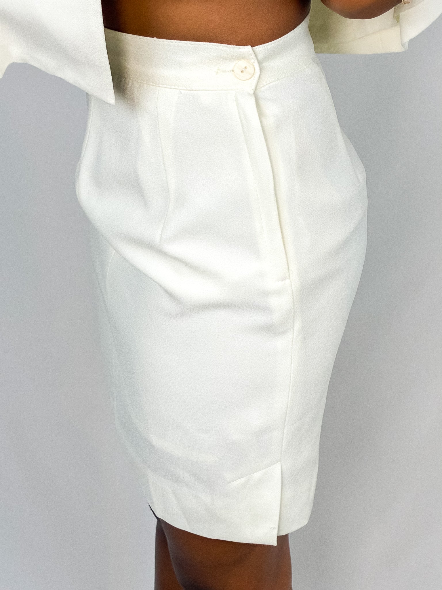 Alberto Makali 1990s Cream Double-Breasted Sculptural Skirt Suit - XS/S