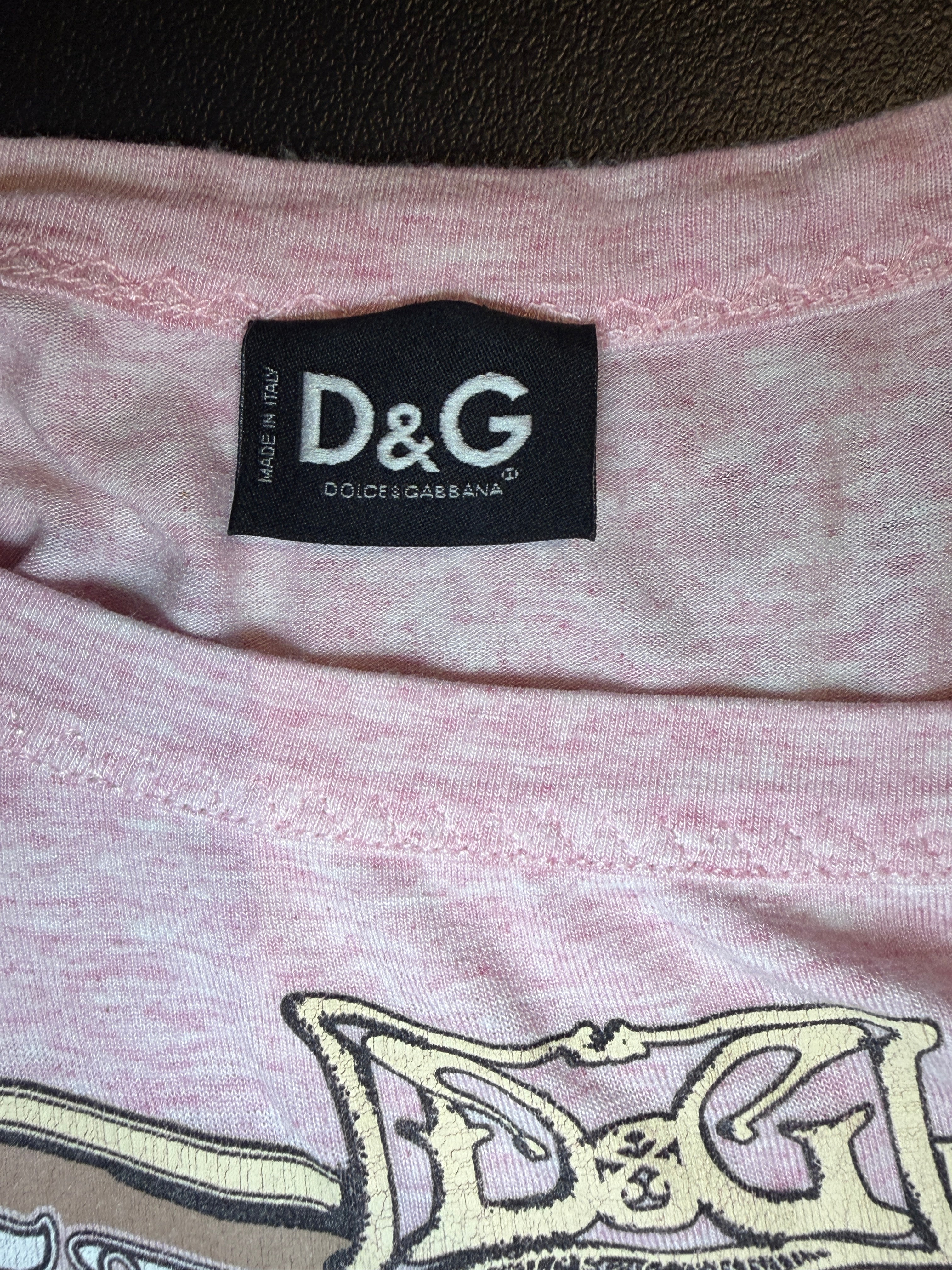 D&G 2000s Pink Marl "Freedom" Concert Poster Graphic Tee - XS-M