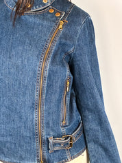 Luisa Spagnoli 2000s Blue Denim Biker Jacket - S/M