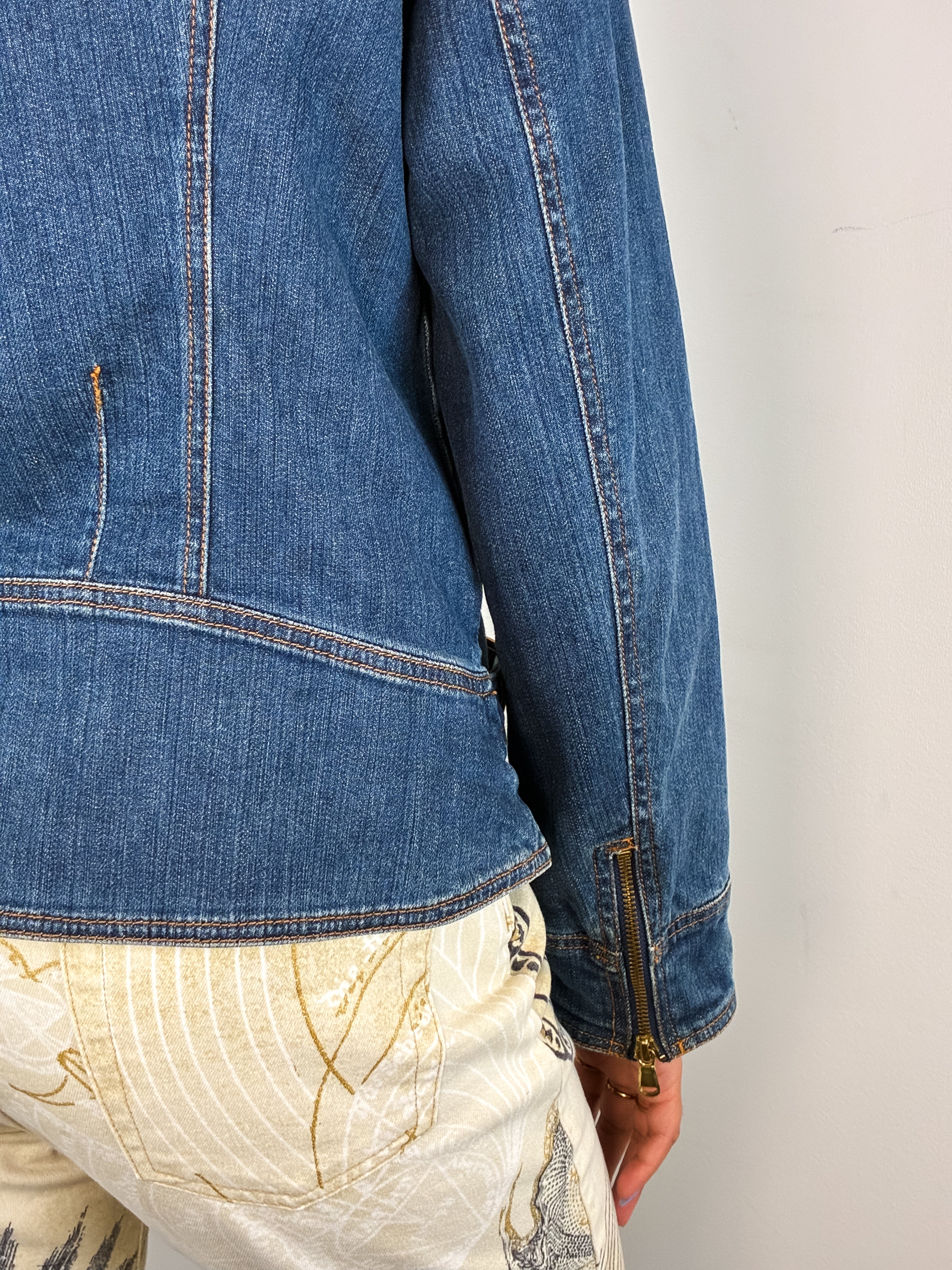 Luisa Spagnoli 2000s Blue Denim Biker Jacket - S/M
