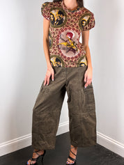 Kenzo Paris Modern Washed Olive Barrel Leg Cargo Pants - W28