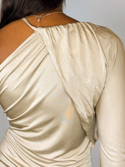 Roberto Cavalli 2000s Light Gold Snake Clasp One-Shoulder Top - XS/S
