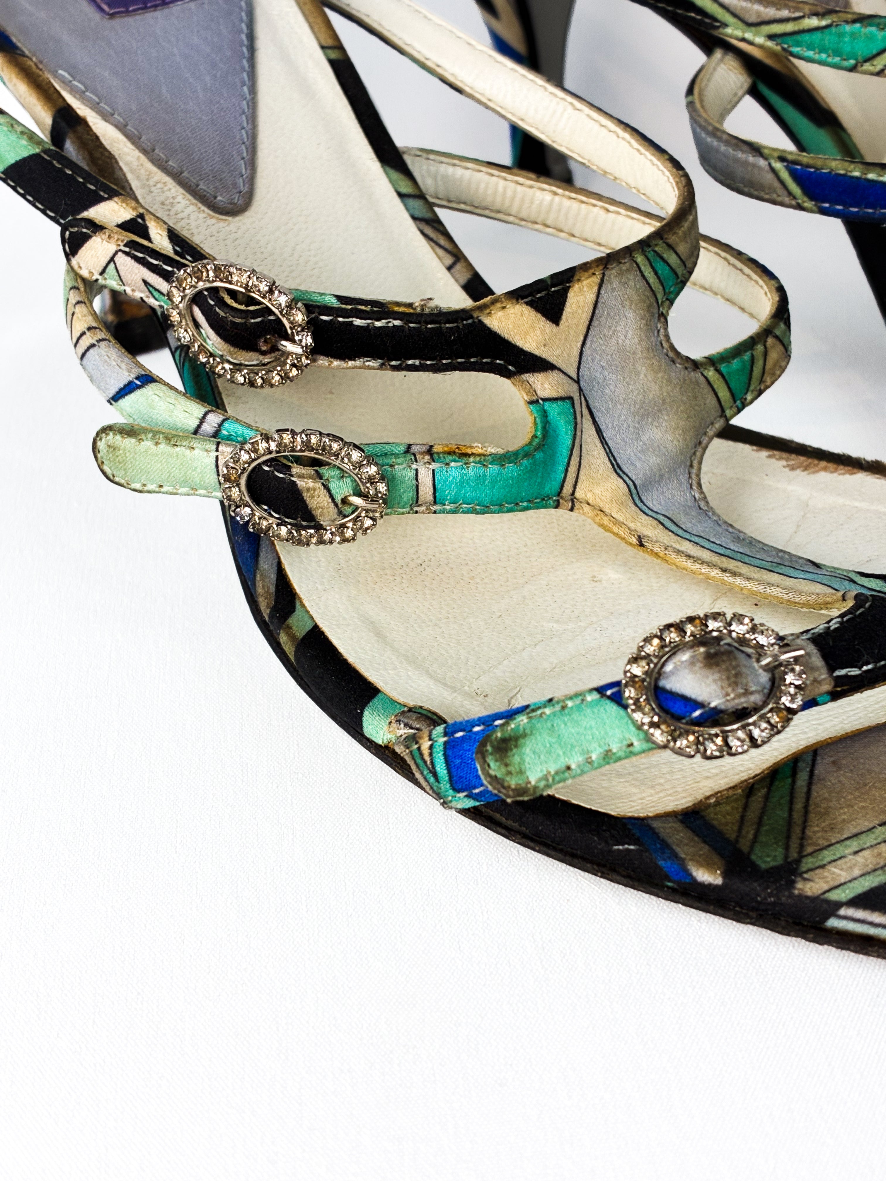 Emilio Pucci 2000s Multicolor Print Strappy Sandals - EU 37