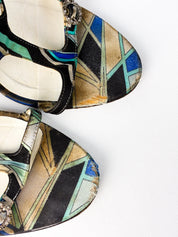 Emilio Pucci 2000s Multicolor Print Strappy Sandals - EU 37