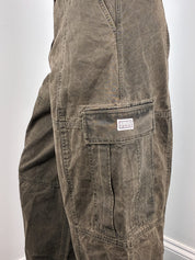 Kenzo Paris Modern Washed Olive Barrel Leg Cargo Pants - W28