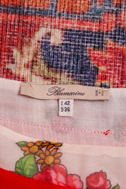 Blumarine 2000s Floral Silk Chiffon Poet Sleeve Blouse