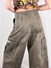 Kenzo Paris Modern Washed Olive Barrel Leg Cargo Pants - W28