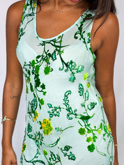 Aris. A 2000s Sage Green Silk Velvet Burnout Floral Maxi - S/M