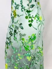 Aris. A 2000s Sage Green Silk Velvet Burnout Floral Maxi - S/M