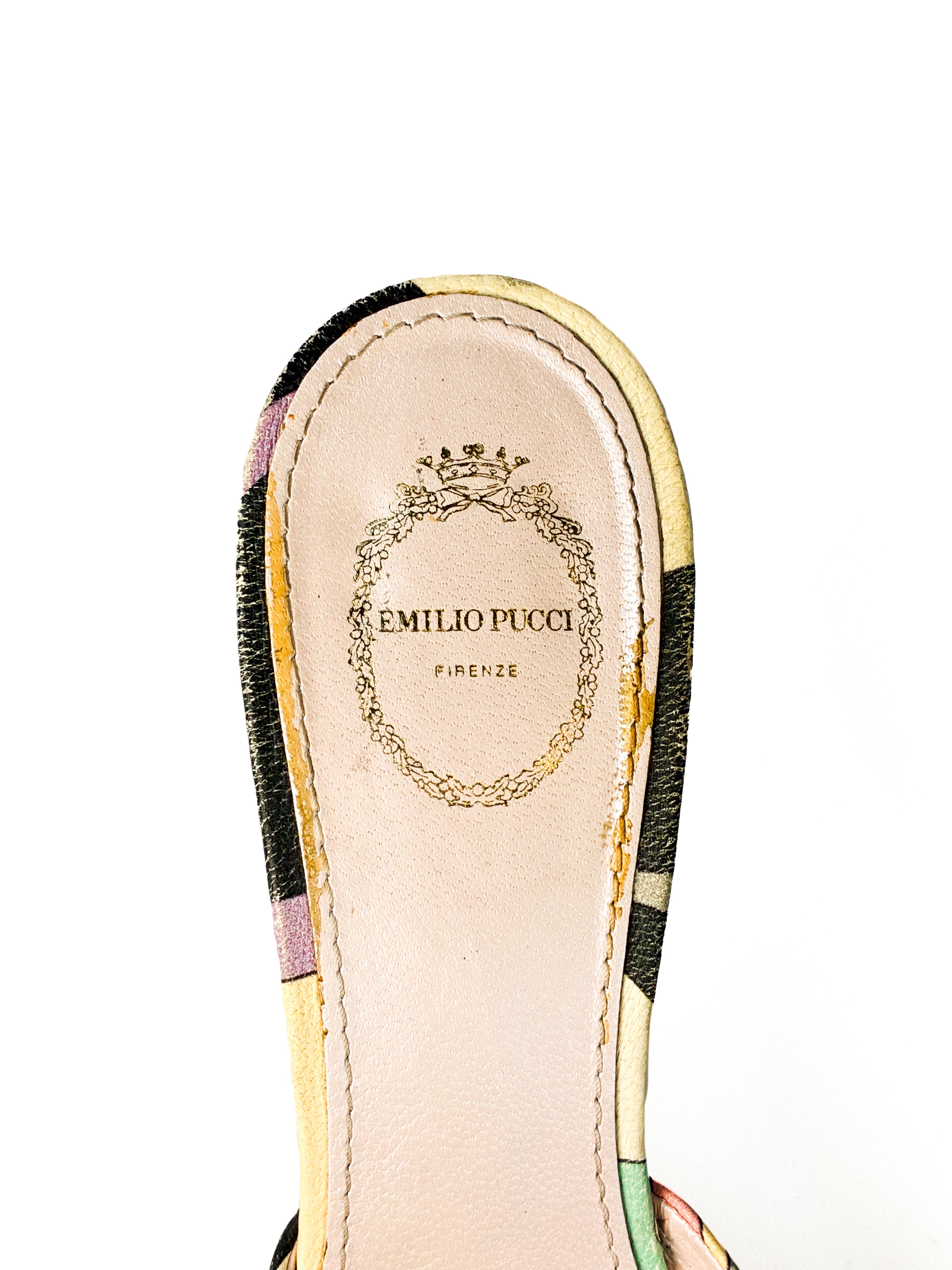 Emilio Pucci 2000s Multicolor Print Kitten Heel Mules - EU 39.5