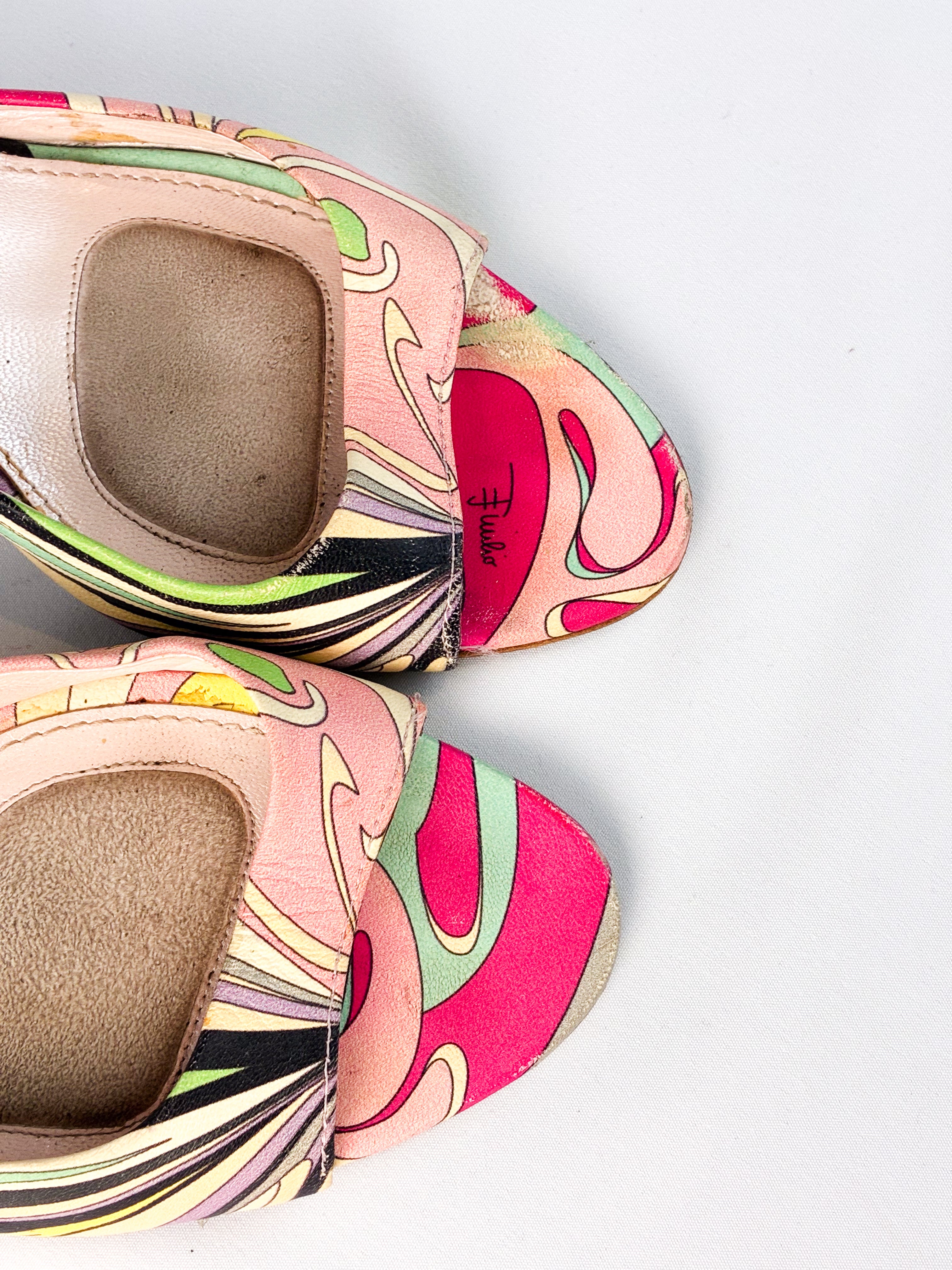 Emilio Pucci 2000s Multicolor Print Kitten Heel Mules - EU 39.5