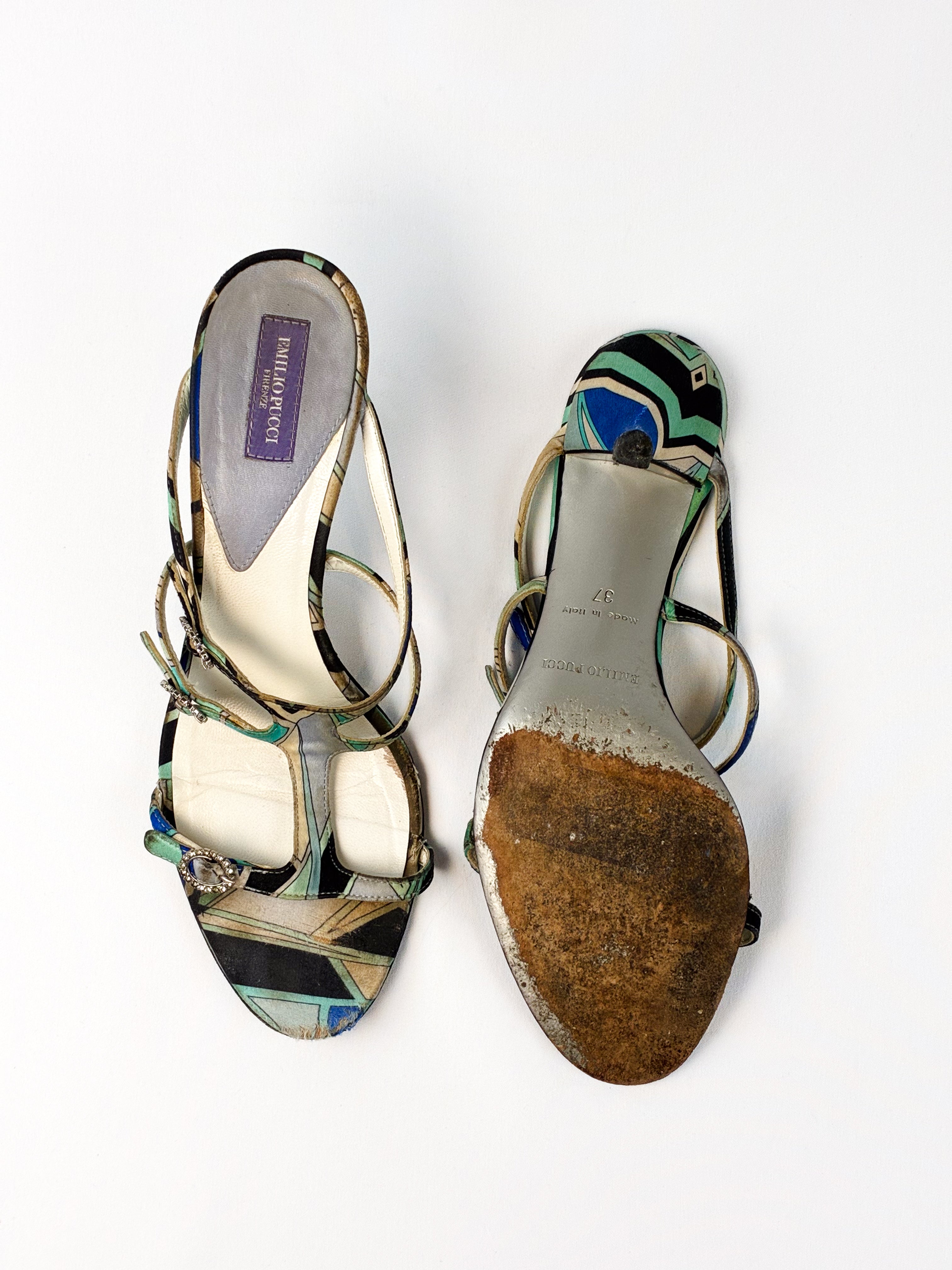 Emilio Pucci 2000s Multicolor Print Strappy Sandals - EU 37