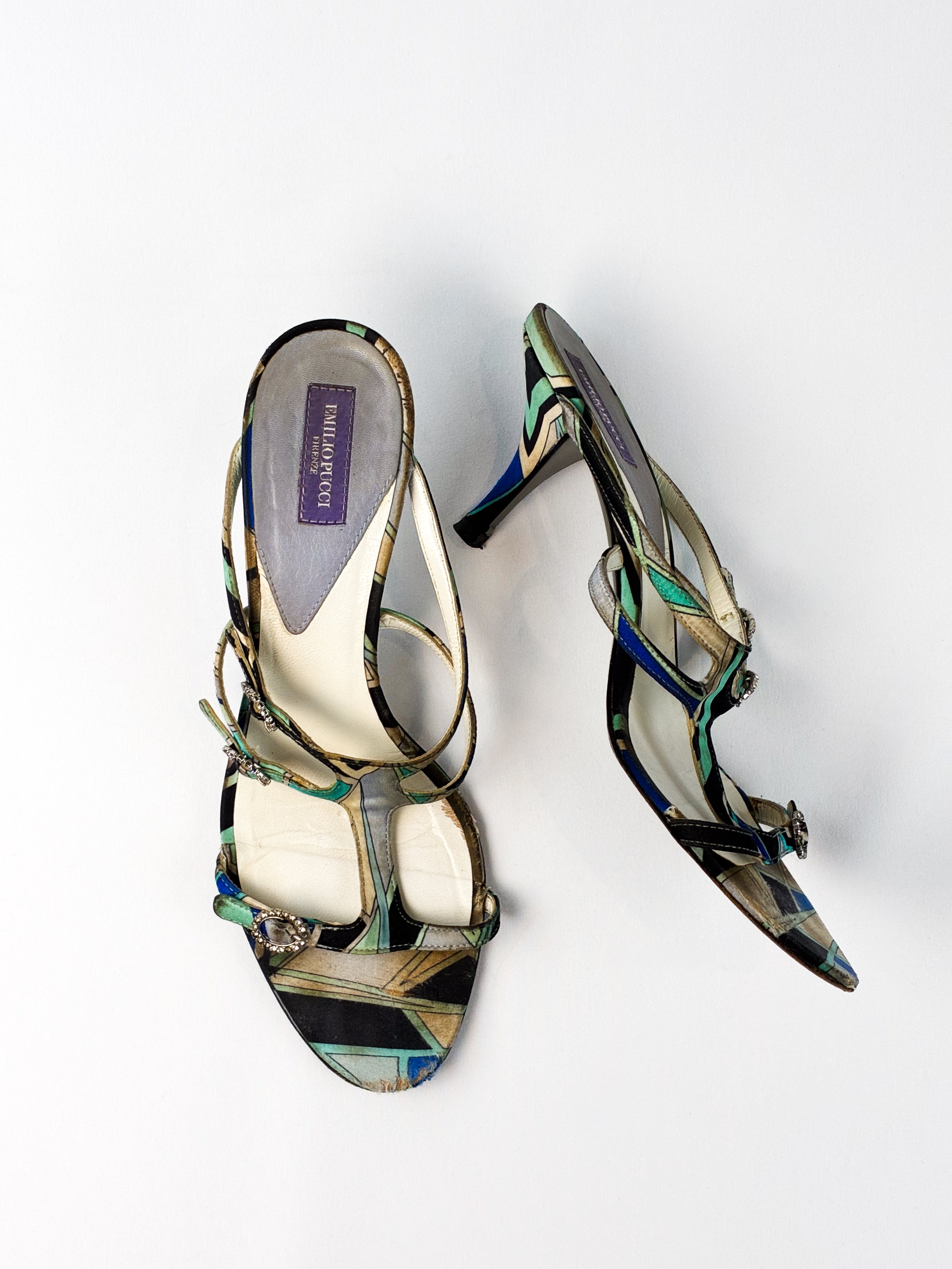 Emilio Pucci 2000s Multicolor Print Strappy Sandals - EU 37