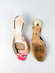 Emilio Pucci 2000s Multicolor Print Kitten Heel Mules - EU 39.5