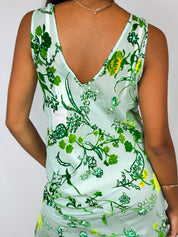 Aris. A 2000s Sage Green Silk Velvet Burnout Floral Maxi - S/M