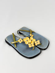 Louis Vuitton 2000s Blue Leather Monogram Flower Thong Sandals - EU 35.5