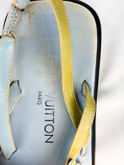 Louis Vuitton 2000s Blue Leather Monogram Flower Thong Sandals - EU 35.5