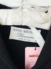 Anna Molinari Blumarine 100% Wool Black Button Front Cardigan - S