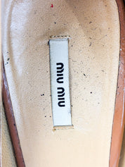 Miu Miu 2000s Tan Patent Brogue Block Heel Pumps - EU 38