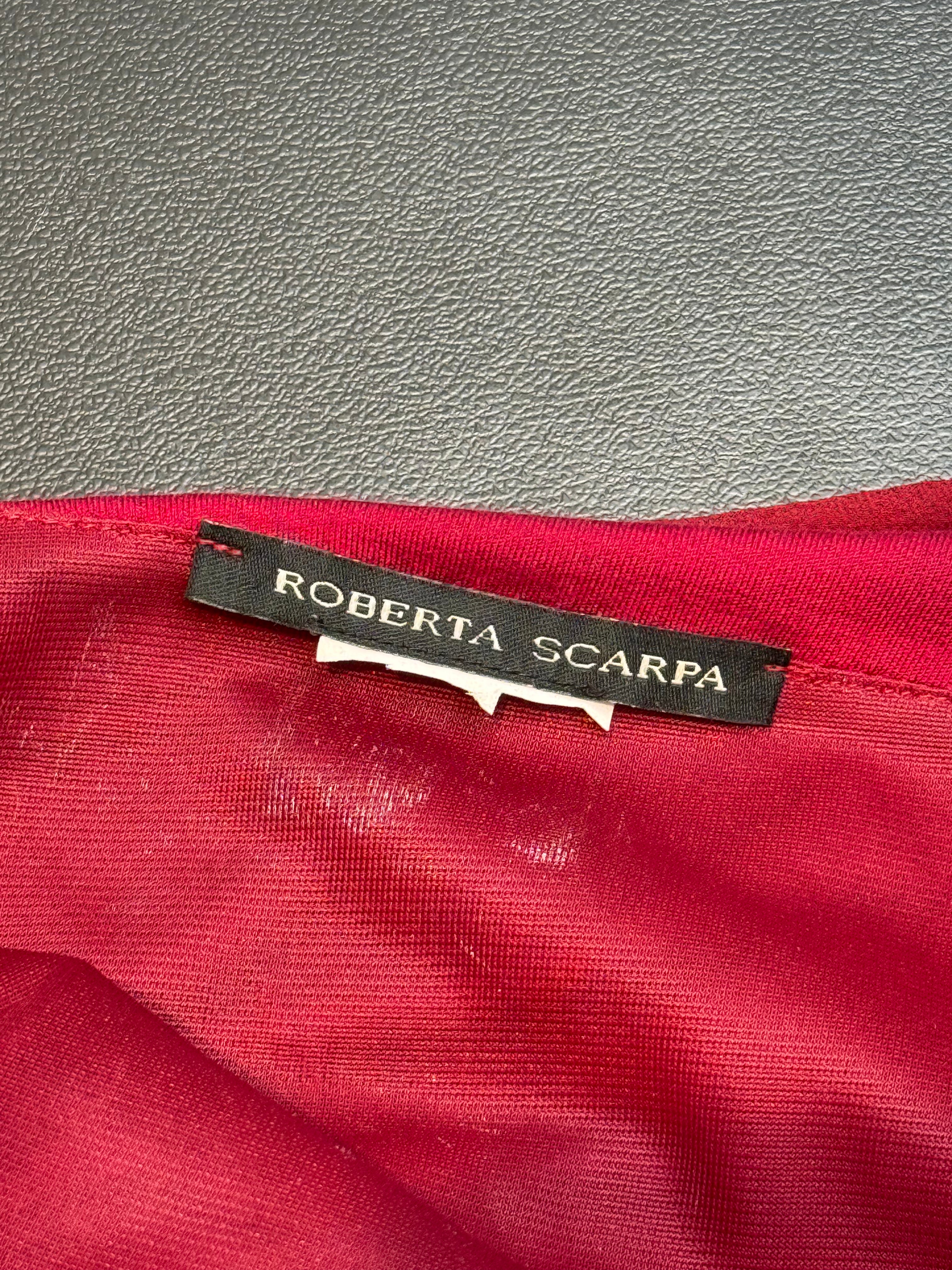 Roberta Scarpa 2000s Burgundy Chiffon Ruffle Chain Detail Midi Dress - S-M