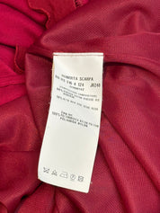 Roberta Scarpa 2000s Burgundy Chiffon Ruffle Chain Detail Midi Dress - S-M