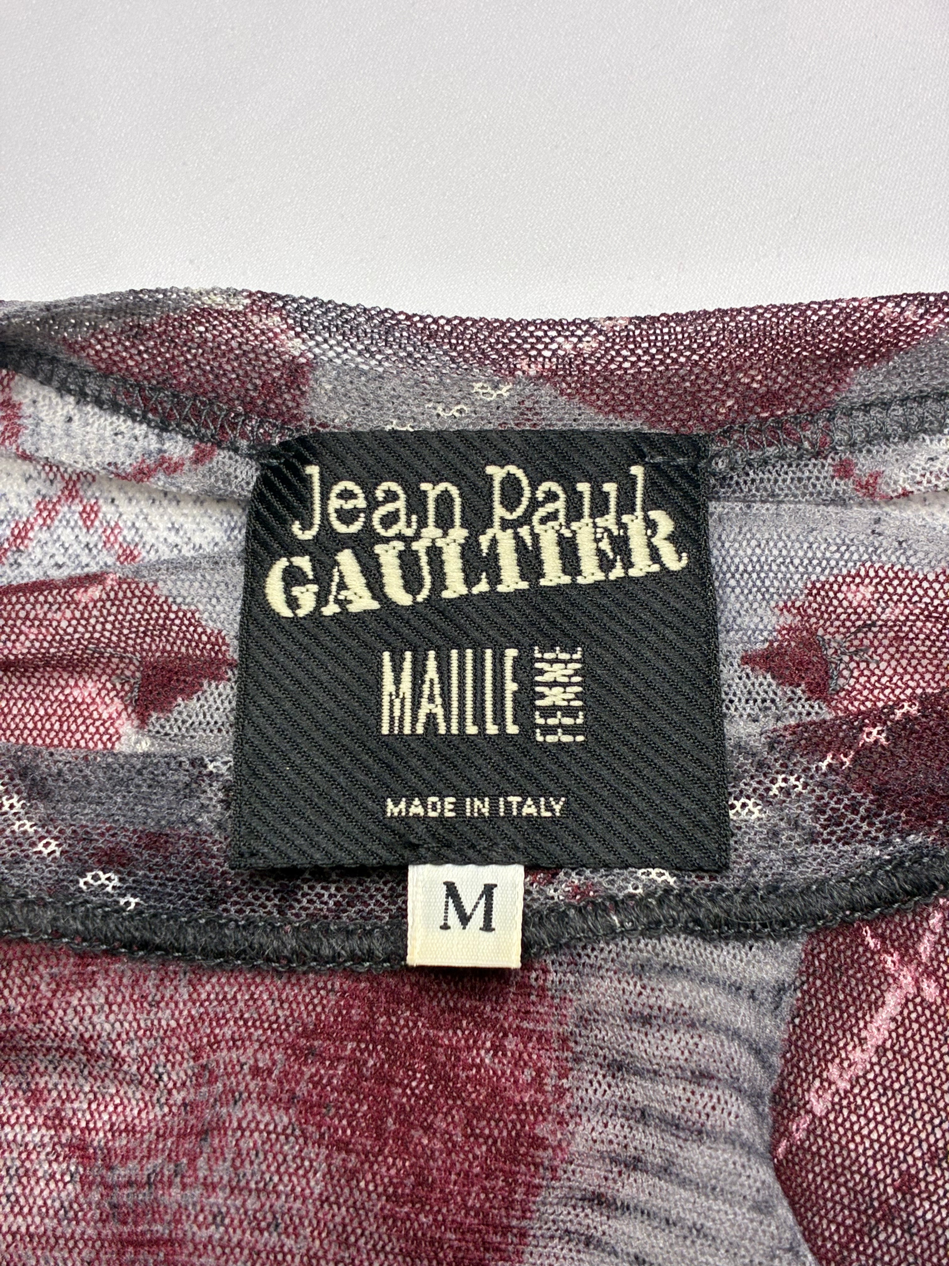 Jean Paul Gaultier Maille Femme F/W 2004 Trompe L'oeil Argyle Mesh Top - XS-M