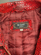 IX-OFF Jeans 2000s Red Python Embossed Leather Zip Jacket - M