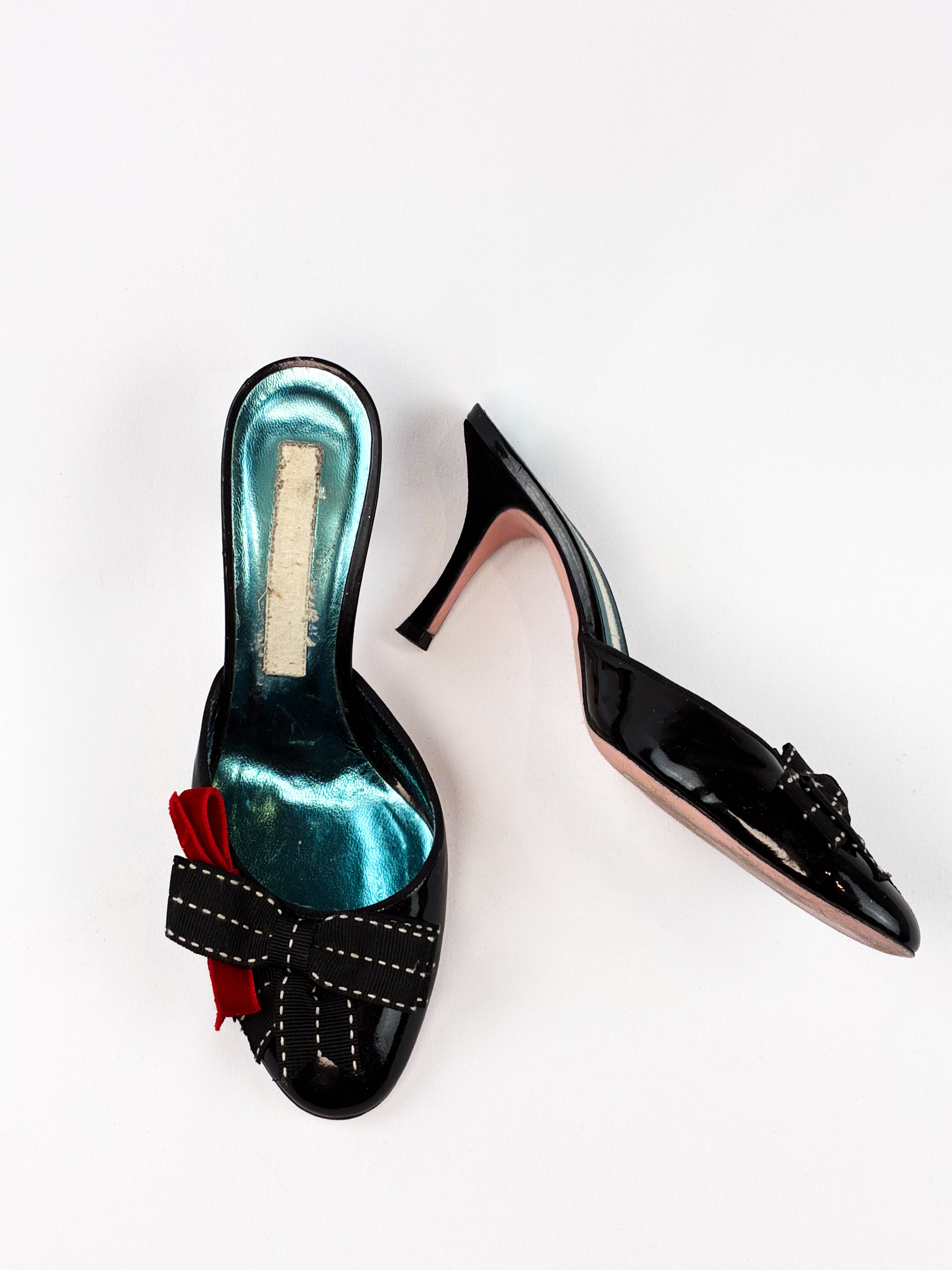 Christian Lacroix 2000s Black Patent Bow Mules - EU 37