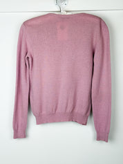 Anna Molinari Blumarine Pink Knit Rose Embroidered Cardigan - As Is - S/M